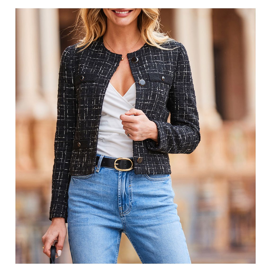Black Boucle Luxe Jacket main product photo
