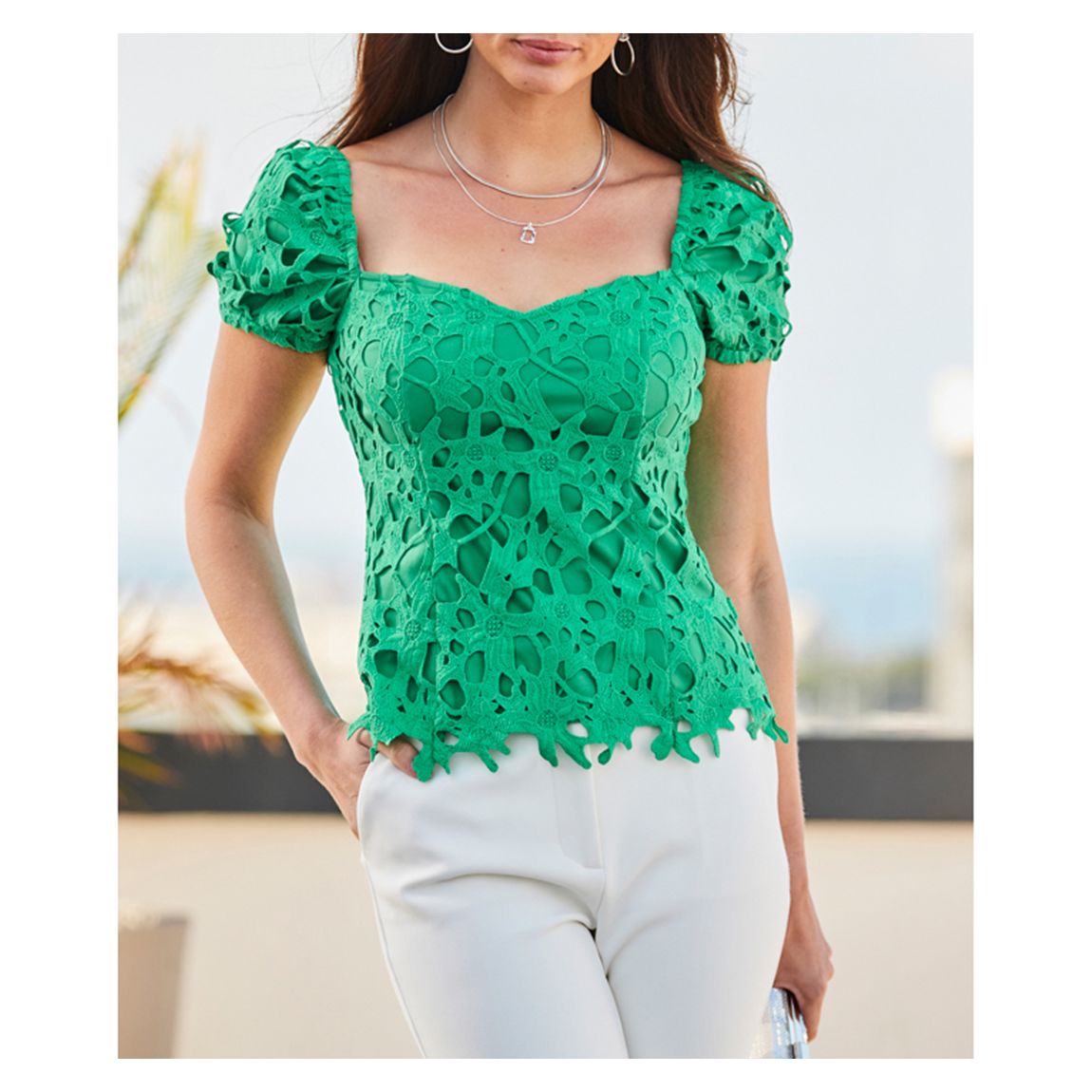 Green Premium Lace Top main product photo