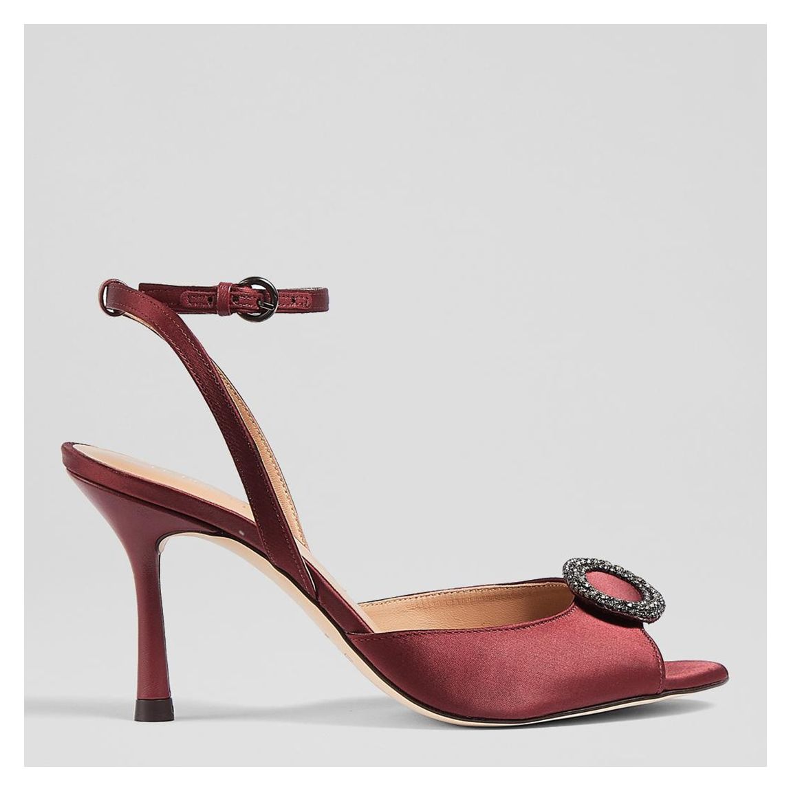 Burgundy Satin Belle Embellished Sandals main product photo