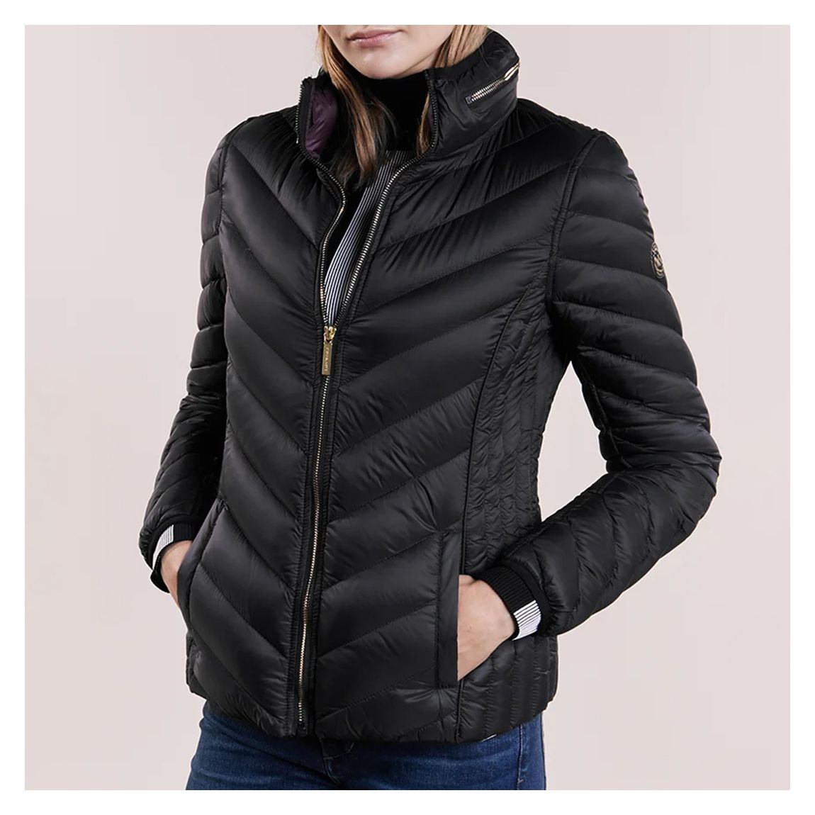 Black Short Packable Down Coat main product photo