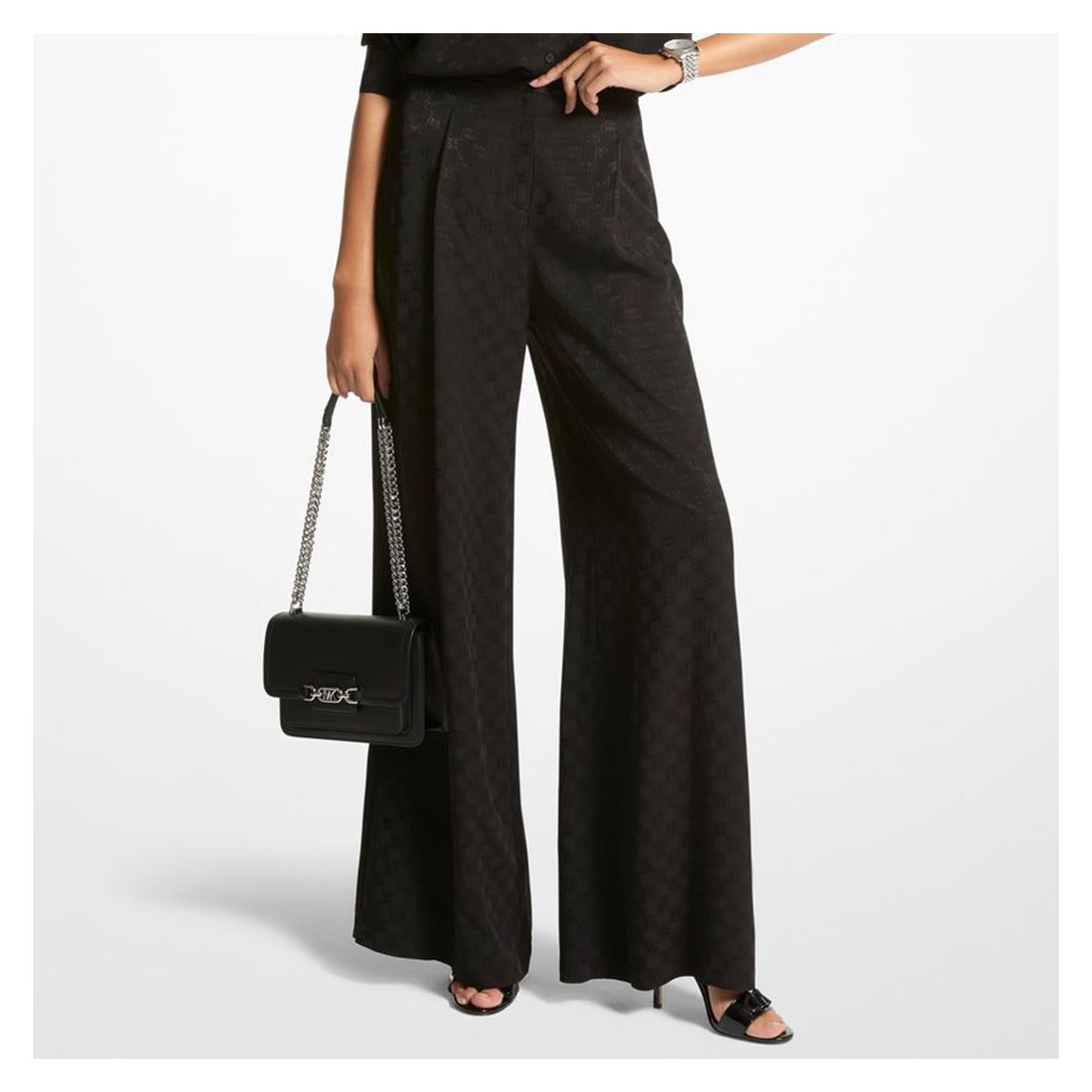 Black Monogram Wide Leg Trousers main product photo