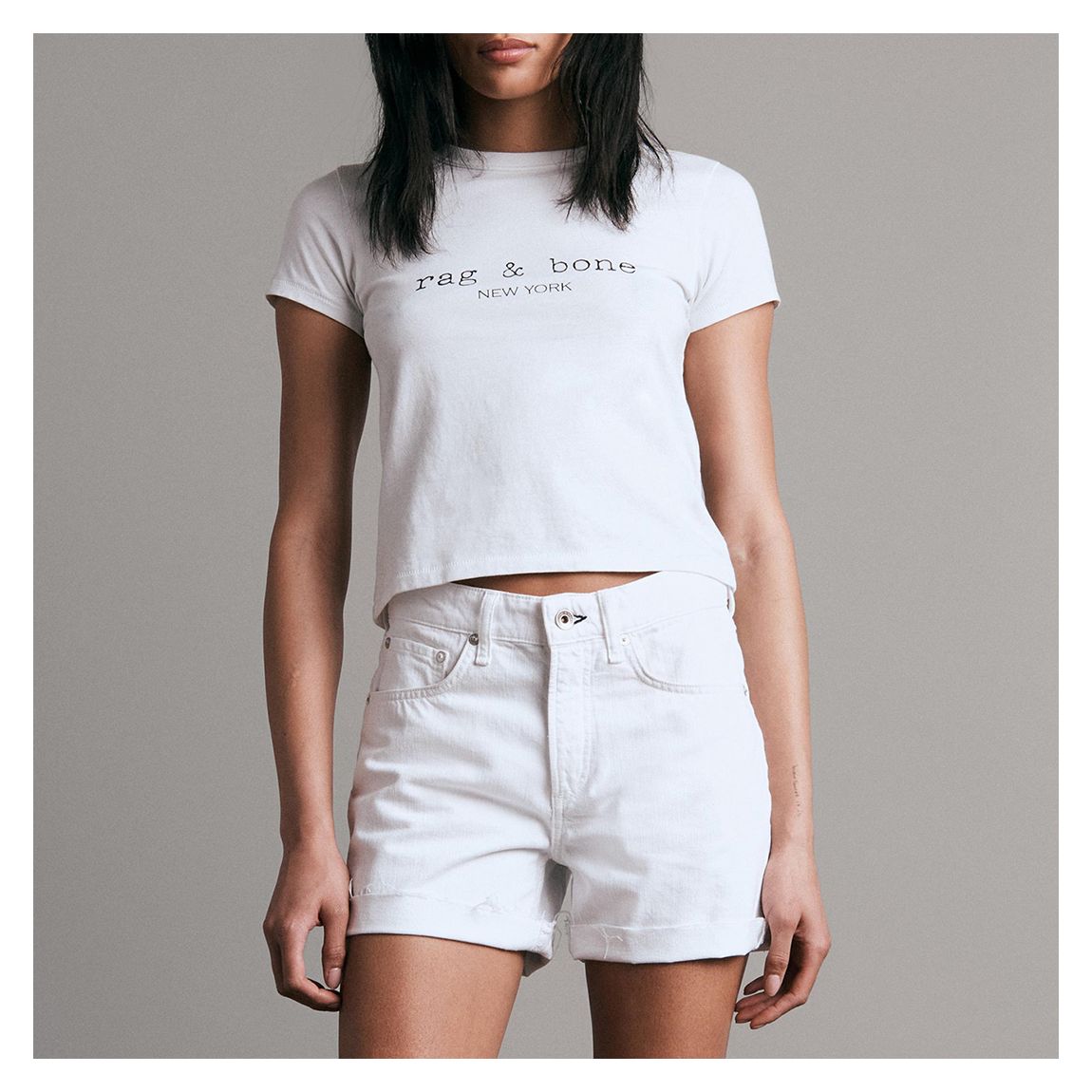 White Text Logo Cropped Cotton T-Shirt main product photo