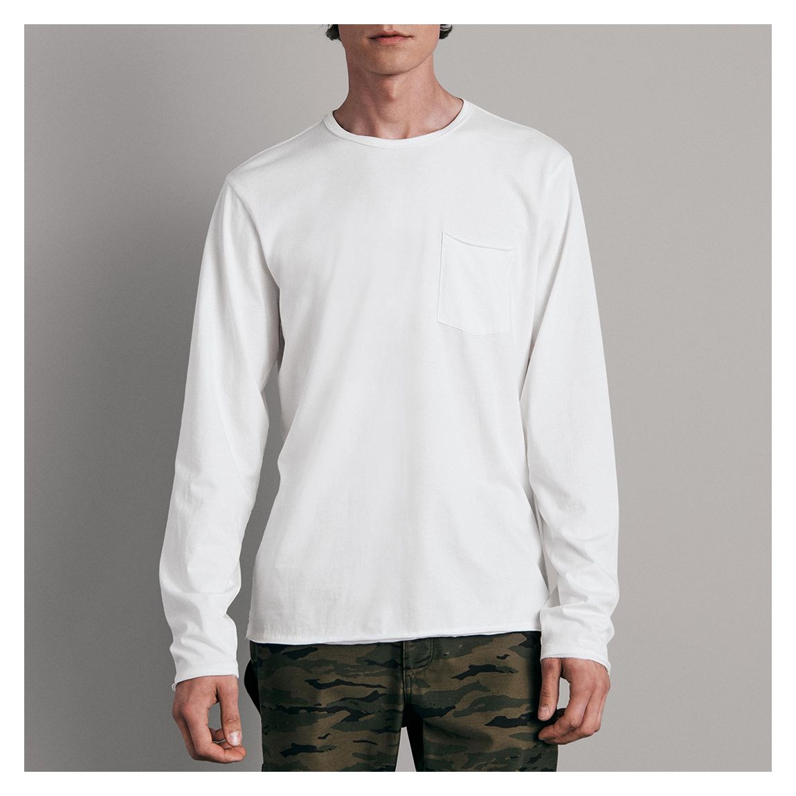 White Miles Long Sleeve Cotton T-Shirt main product photo