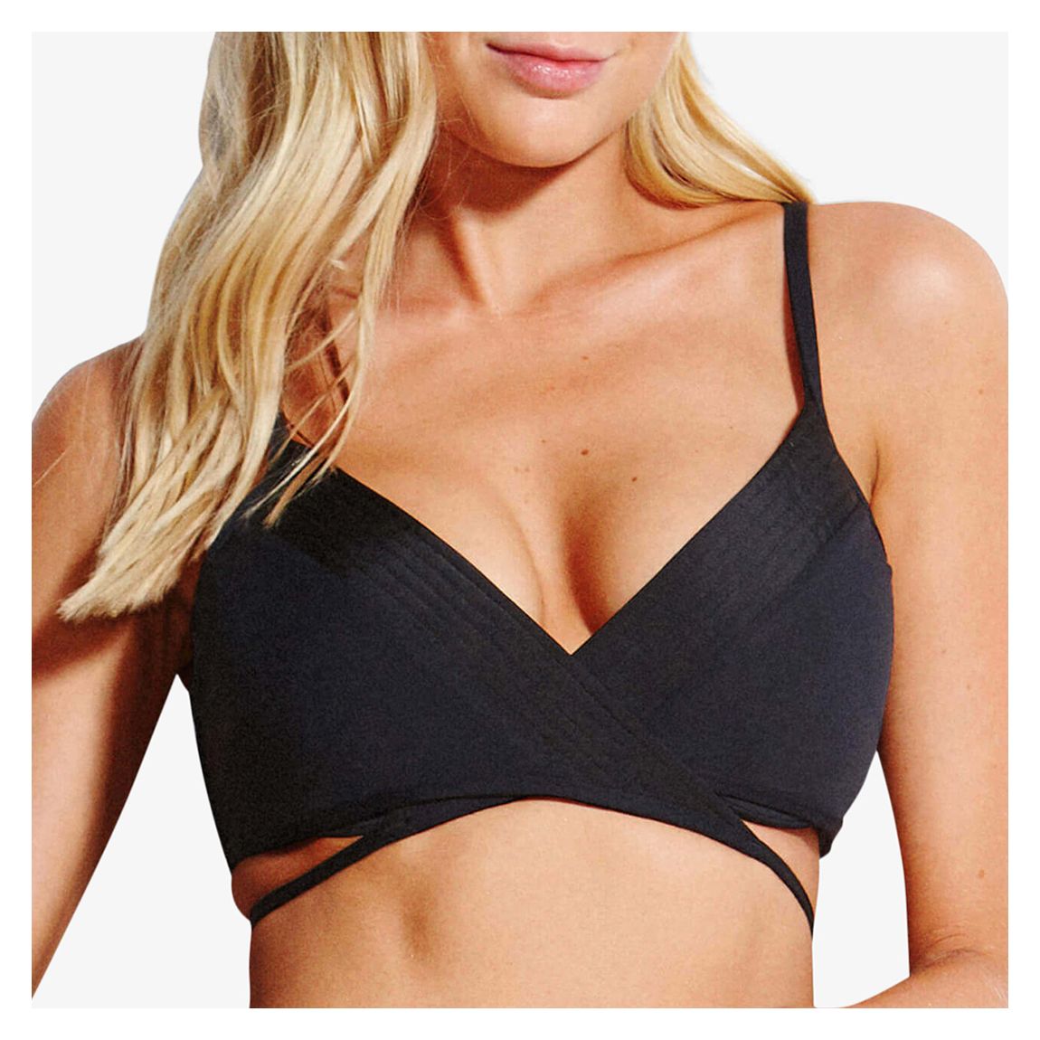Black Separates Quilted Wrap Bikini Top main product photo
