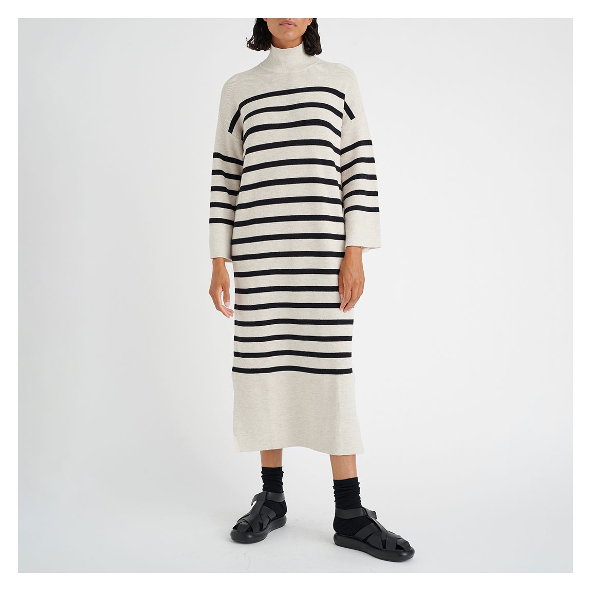 Beige Stripe Slena Cotton Dress main product photo