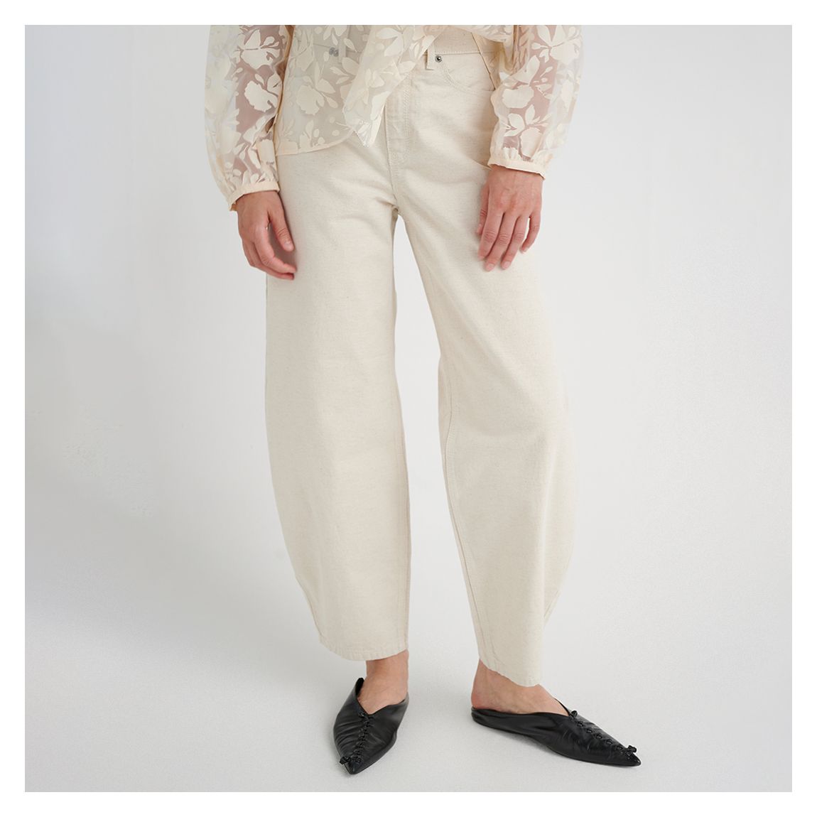 Cream Ganja Cotton Curved Jeans main product photo