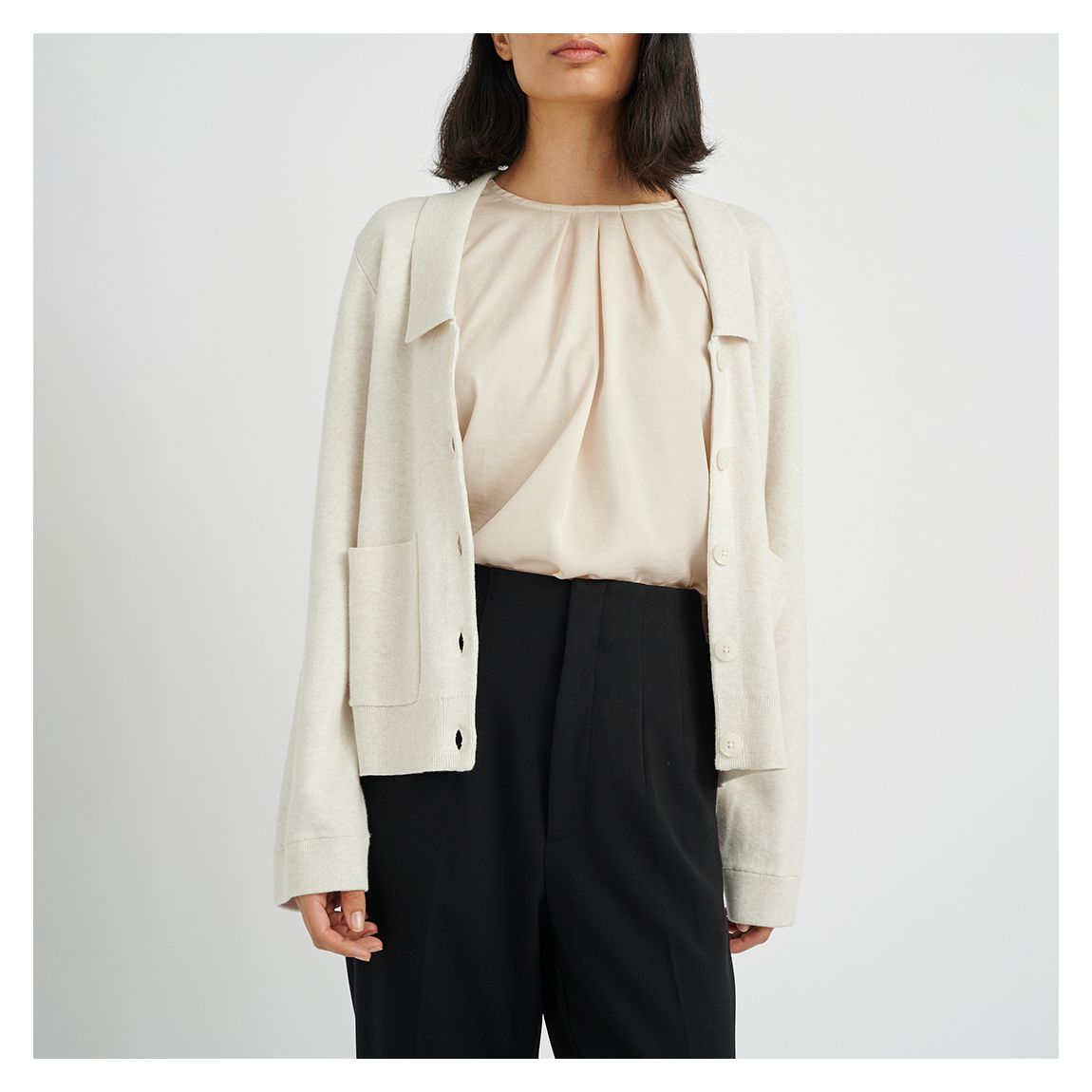 Beige Ayden Cotton Knit Cardigan main product photo