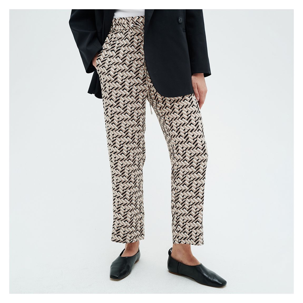 Beige Qailey Pattern Trousers main product photo