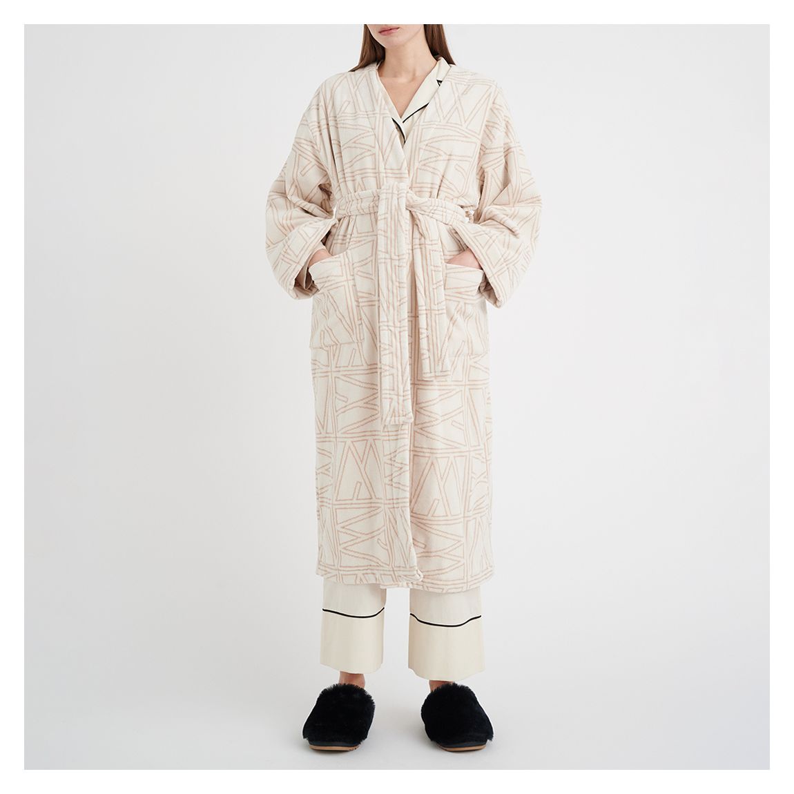 Cream/Beige Pattern Cozyl Cotton Bathrobe main product photo