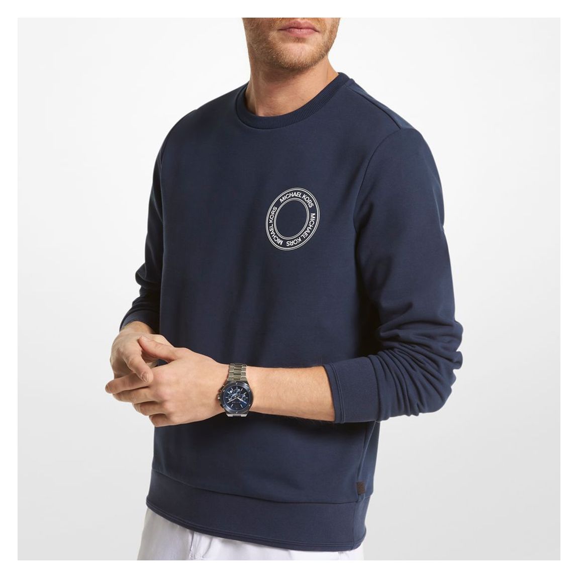 Navy Icon Logo Cotton Blend Sweatshirt main product photo