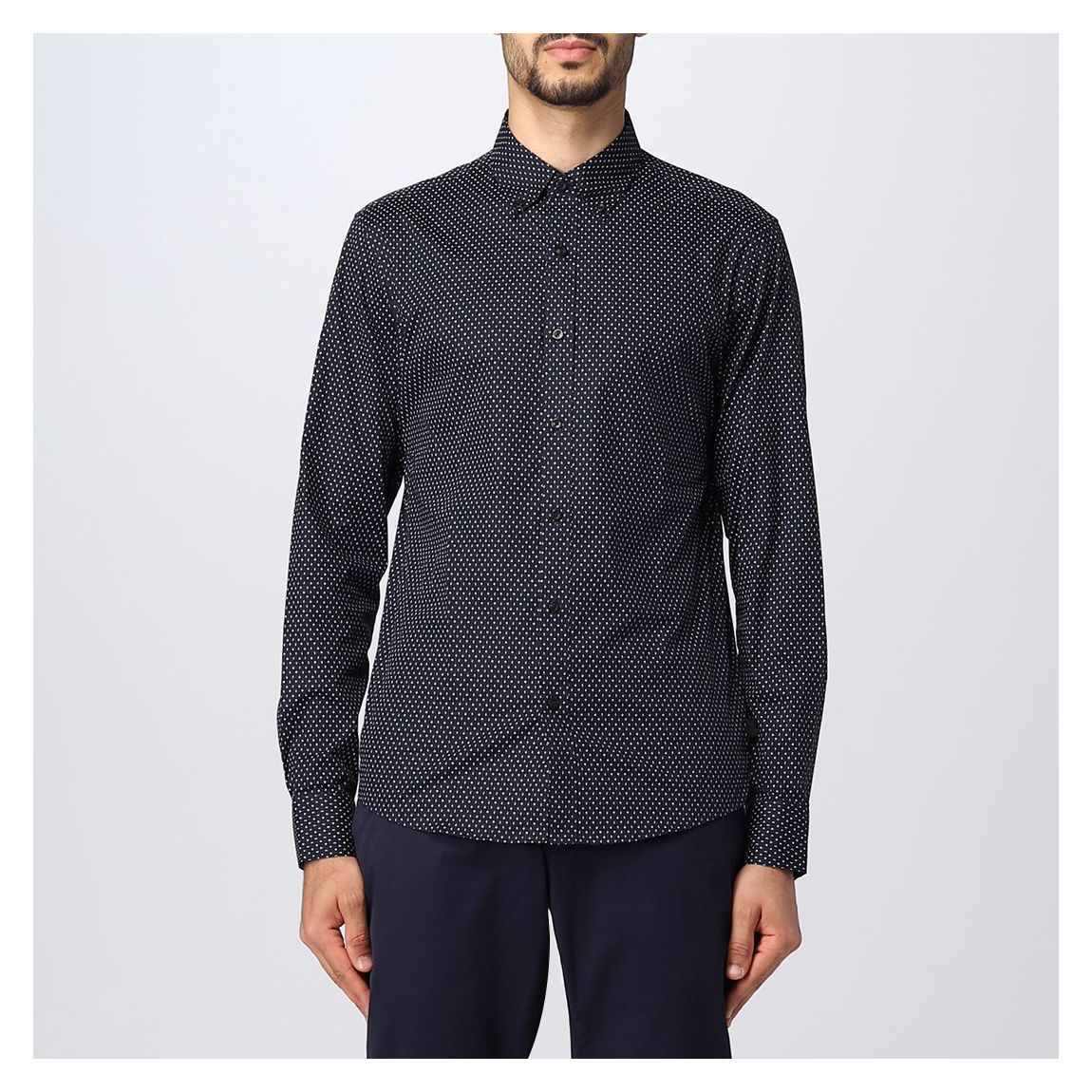 Black Monogram Cotton Blend Slim Shirt main product photo