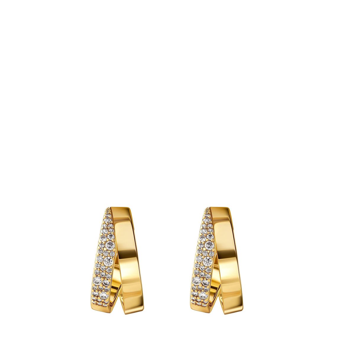 18K Gold Double Layer Cz Mini Hoop Polished Earrings main product photo