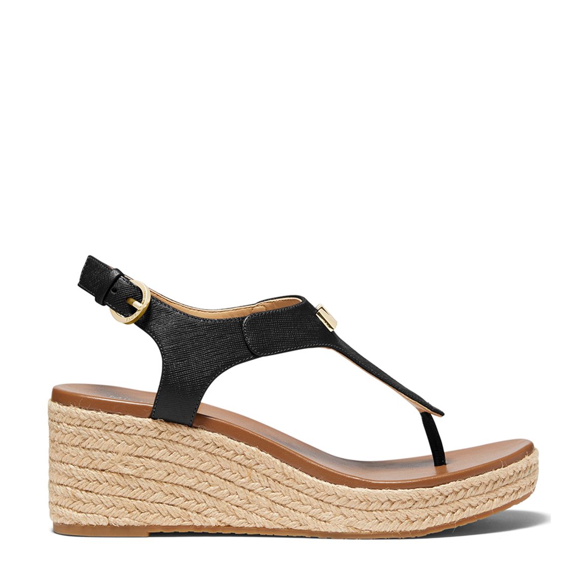 Black Leather Laney Thong Wedge Sandal main product photo