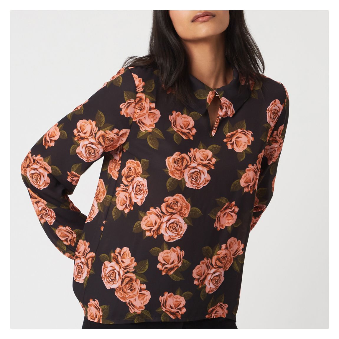 Black/Pink Floral Blouse main product photo