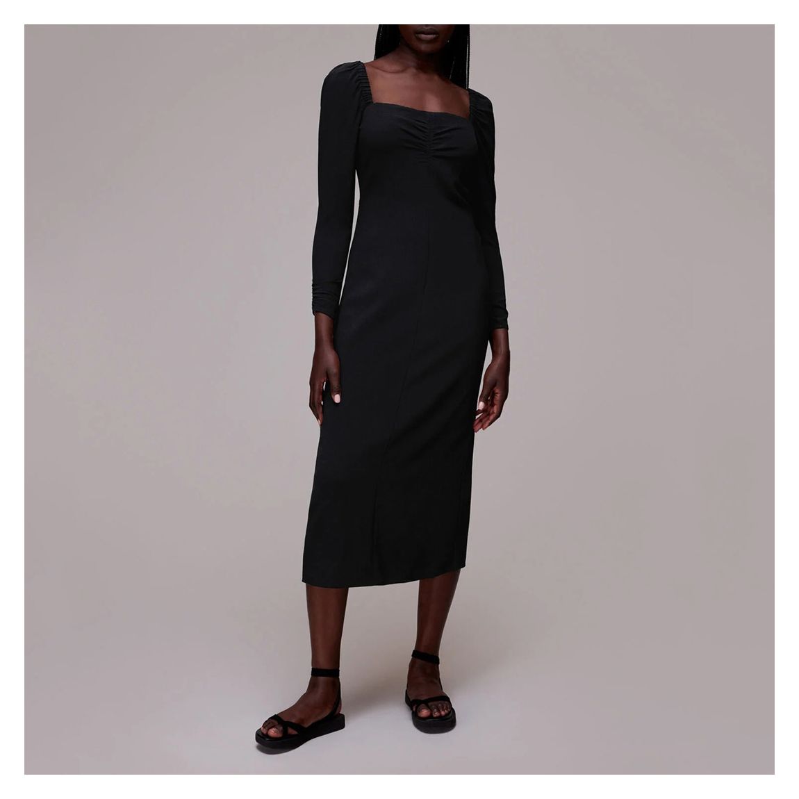 Black Laura Textured Midi Dress main product photo