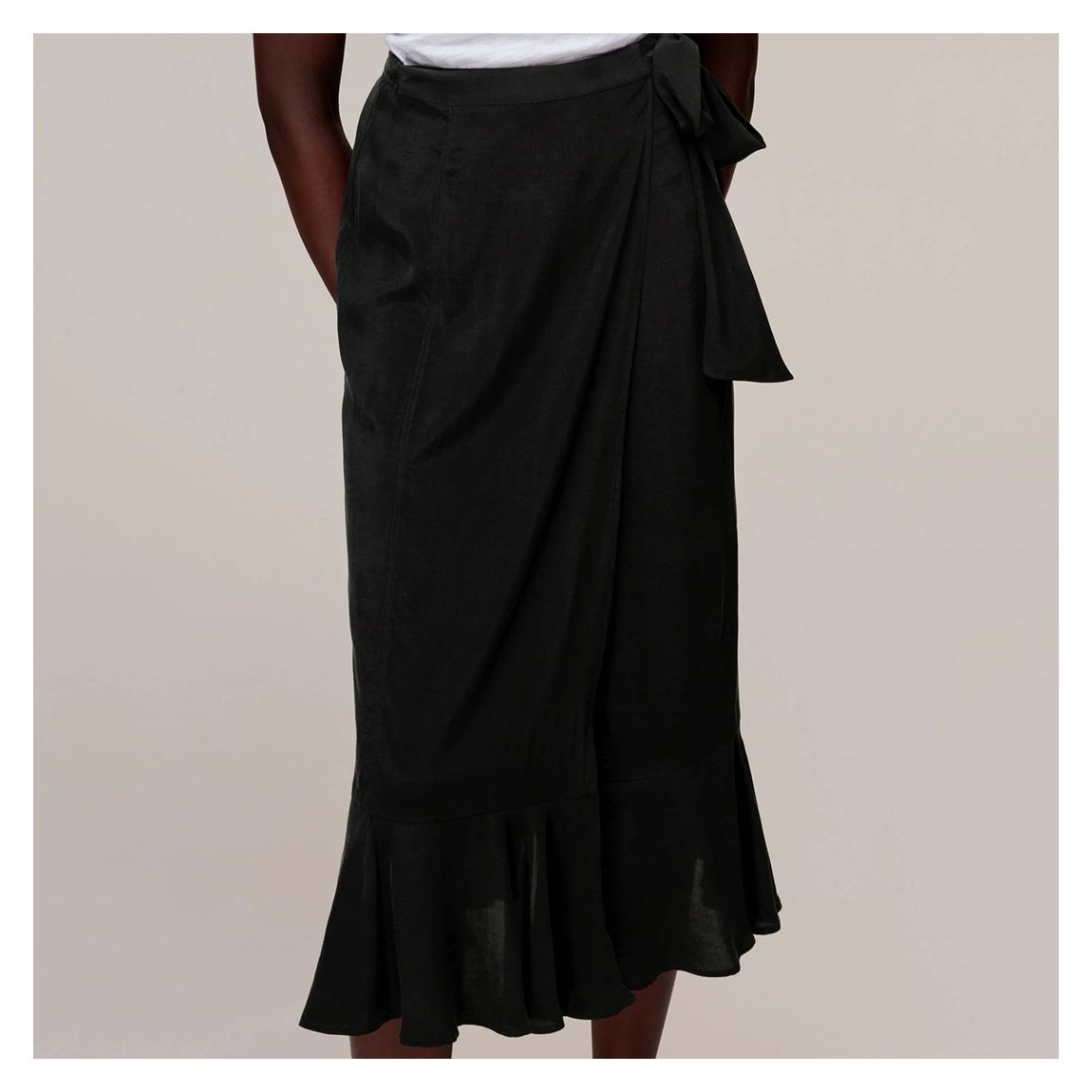 Black Charlie Wrap Midi Skirt main product photo
