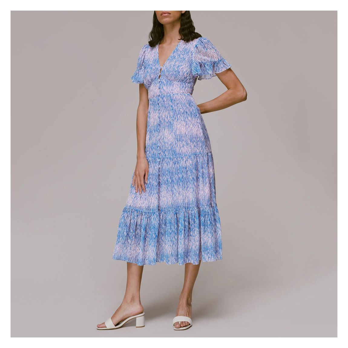Pink Animal Print Dobby Midi Dress main product photo