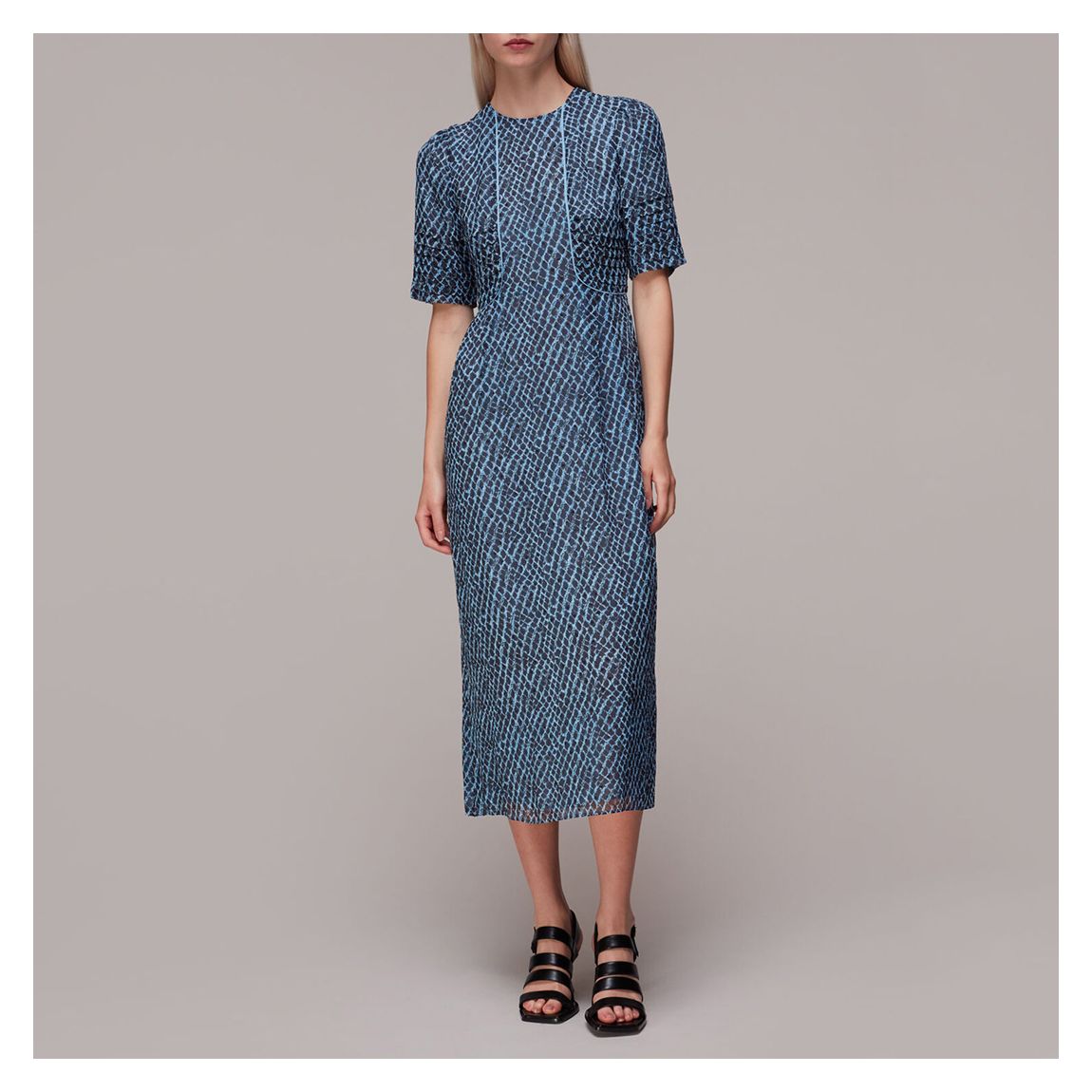 Blue Geo Print Dobby Dress main product photo