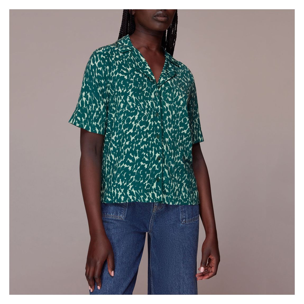 Green Alena Animal Print Shirt main product photo