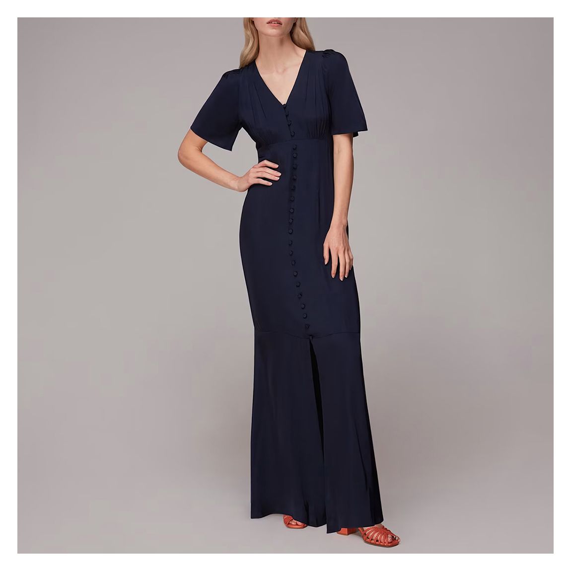 Navy Simone Satin Maxi Dress main product photo