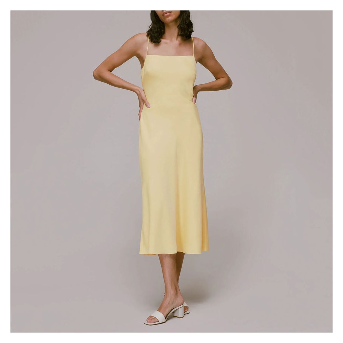 Yellow Dagma Satin Cami Midi Dress main product photo