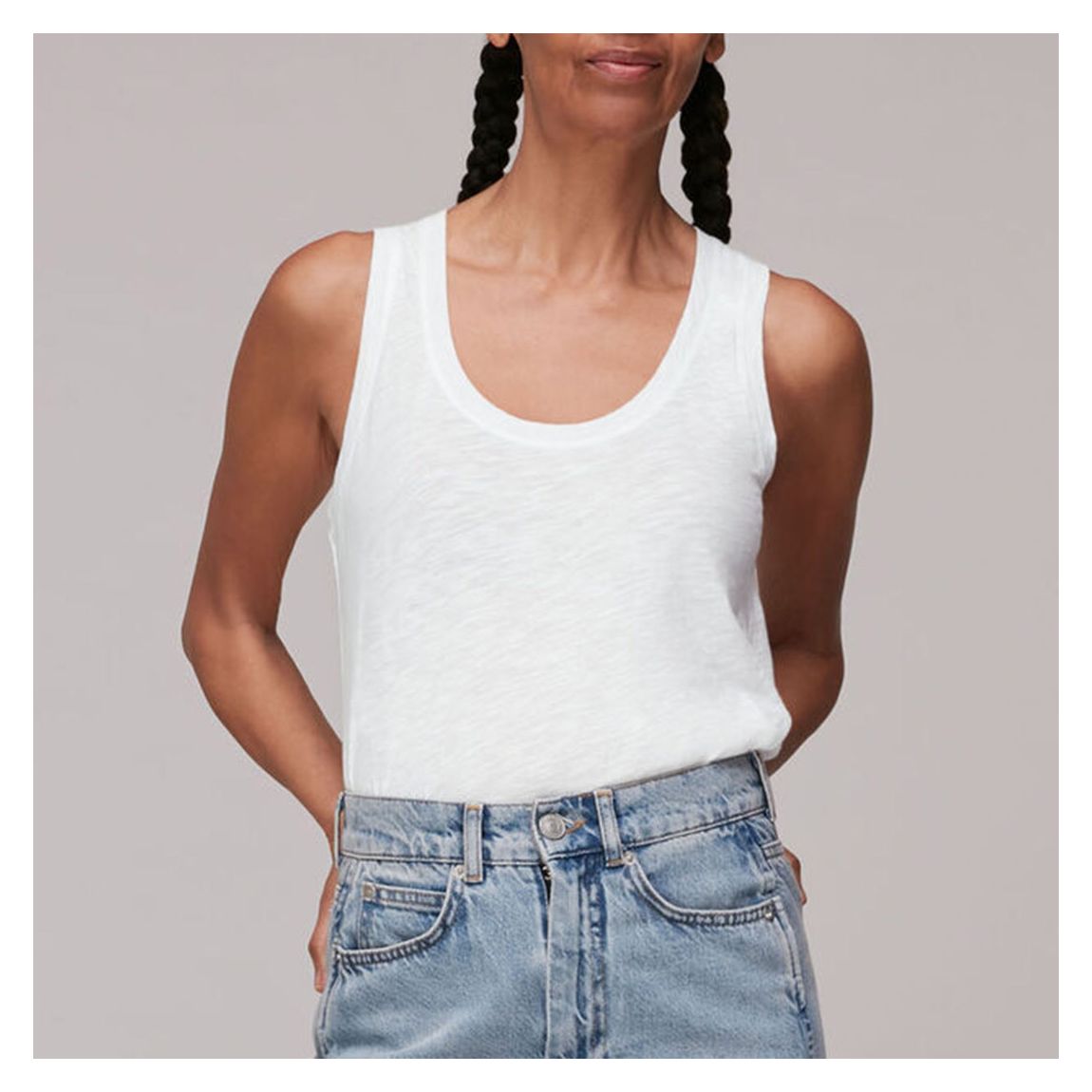 White Basic Vest Cotton Top main product photo