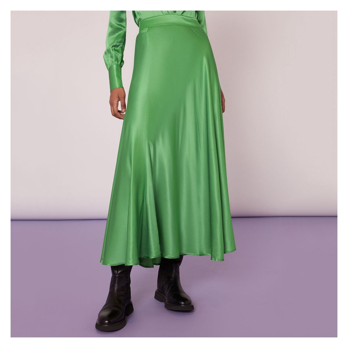Green Hallie Silk Blend Skirt main product photo