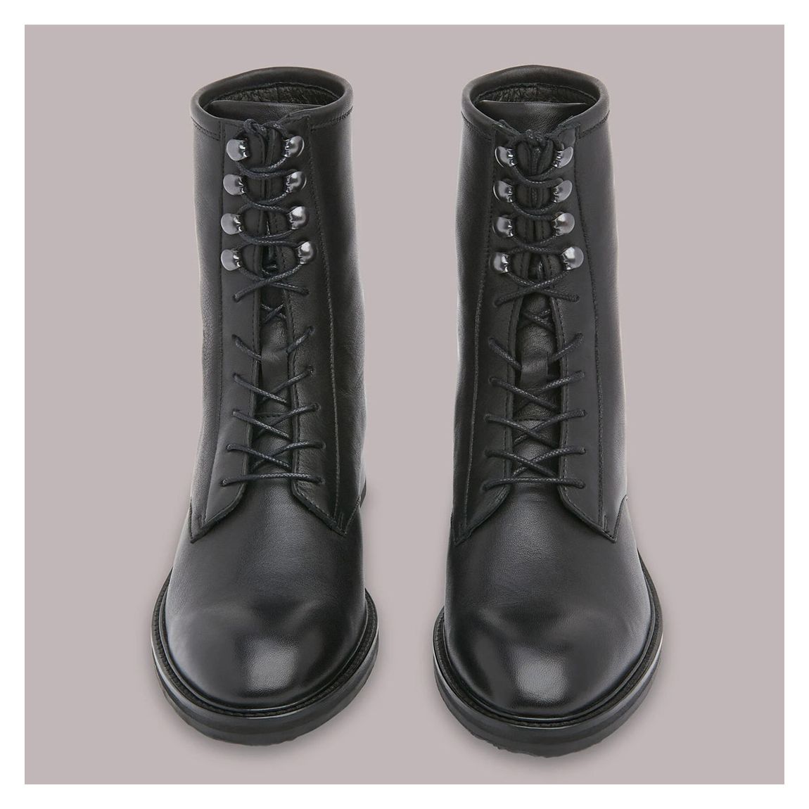 Black Asha Lace Up Leather Boots main product photo