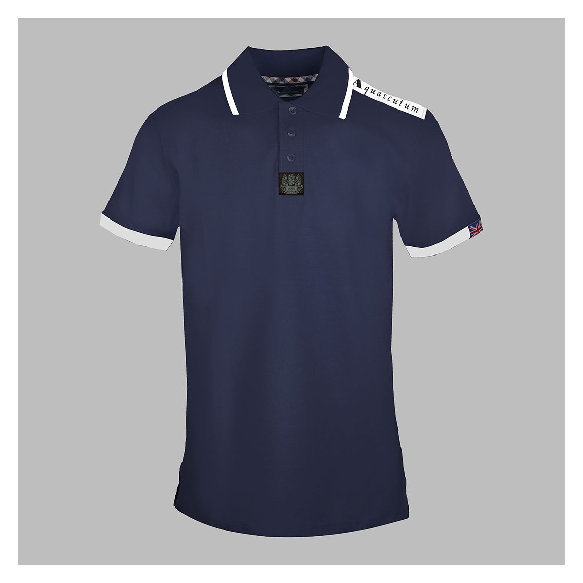 Navy Shoulder Branded Cotton Polo Top main product photo