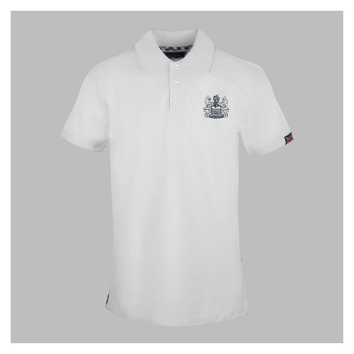 White Large Crest Cotton Polo Top main product photo