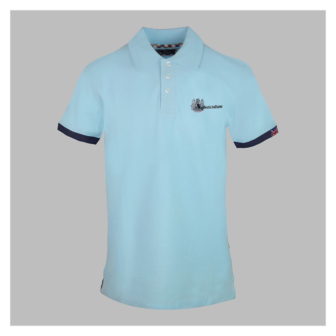 Sky Blue Small Crest Cotton Polo Top main product photo