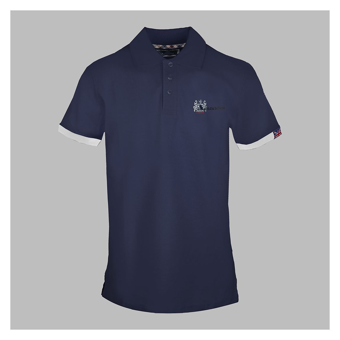 Navy Rectangle Branded Cotton Polo Top main product photo