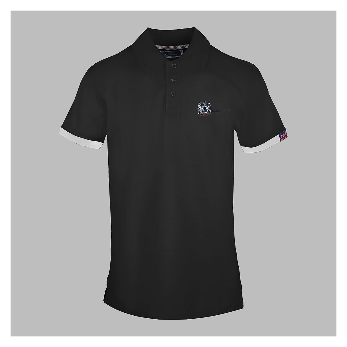 Black Rectangle Branded Cotton Polo Top main product photo