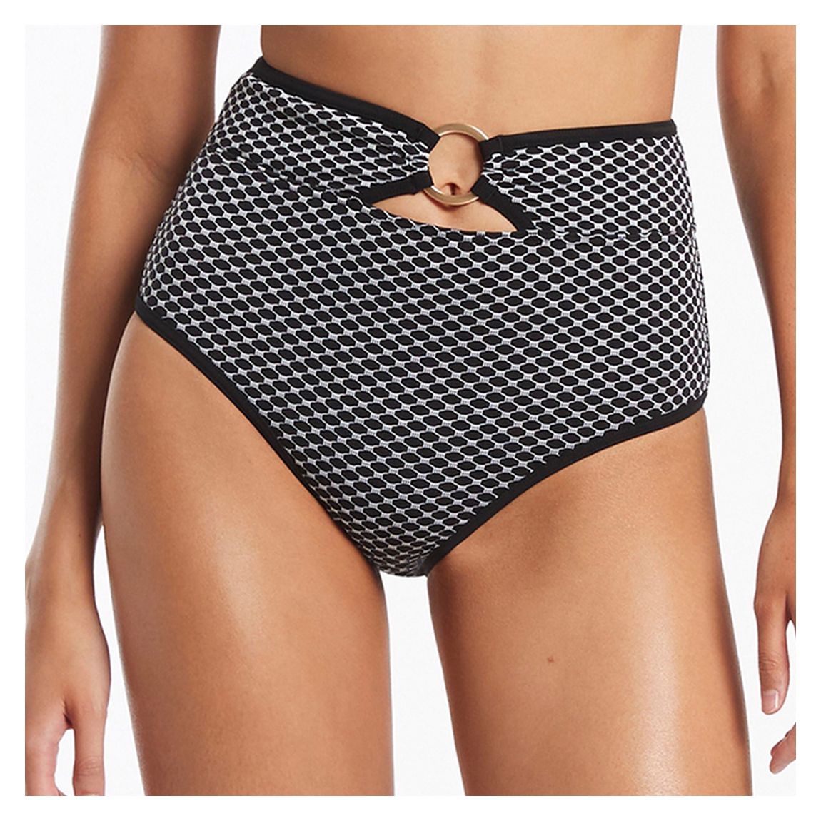 Black Corallo Trim High Waist Bikini Bottom main product photo