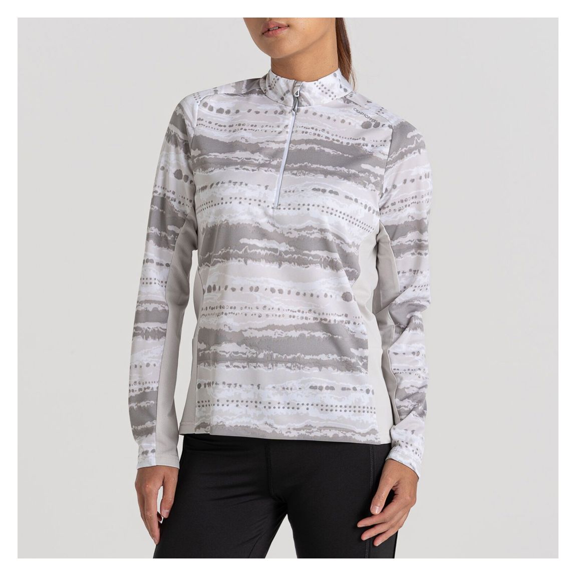 Grey Print Dynamic Pro Half Zip Stretch T-Shirt main product photo