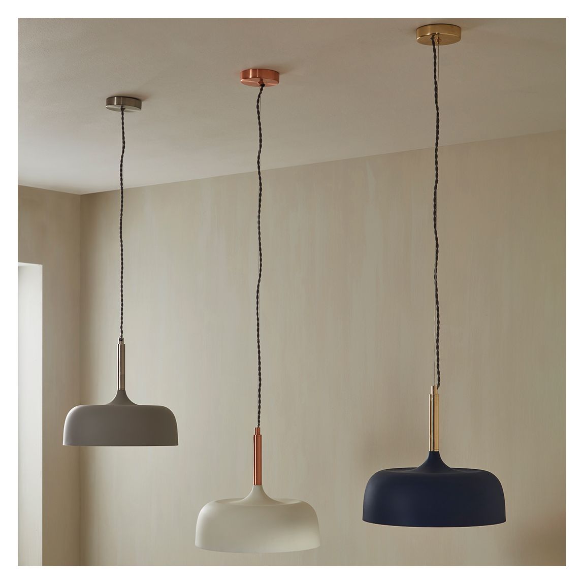 Anke Matt Grey Domed Metal Pendant main product photo