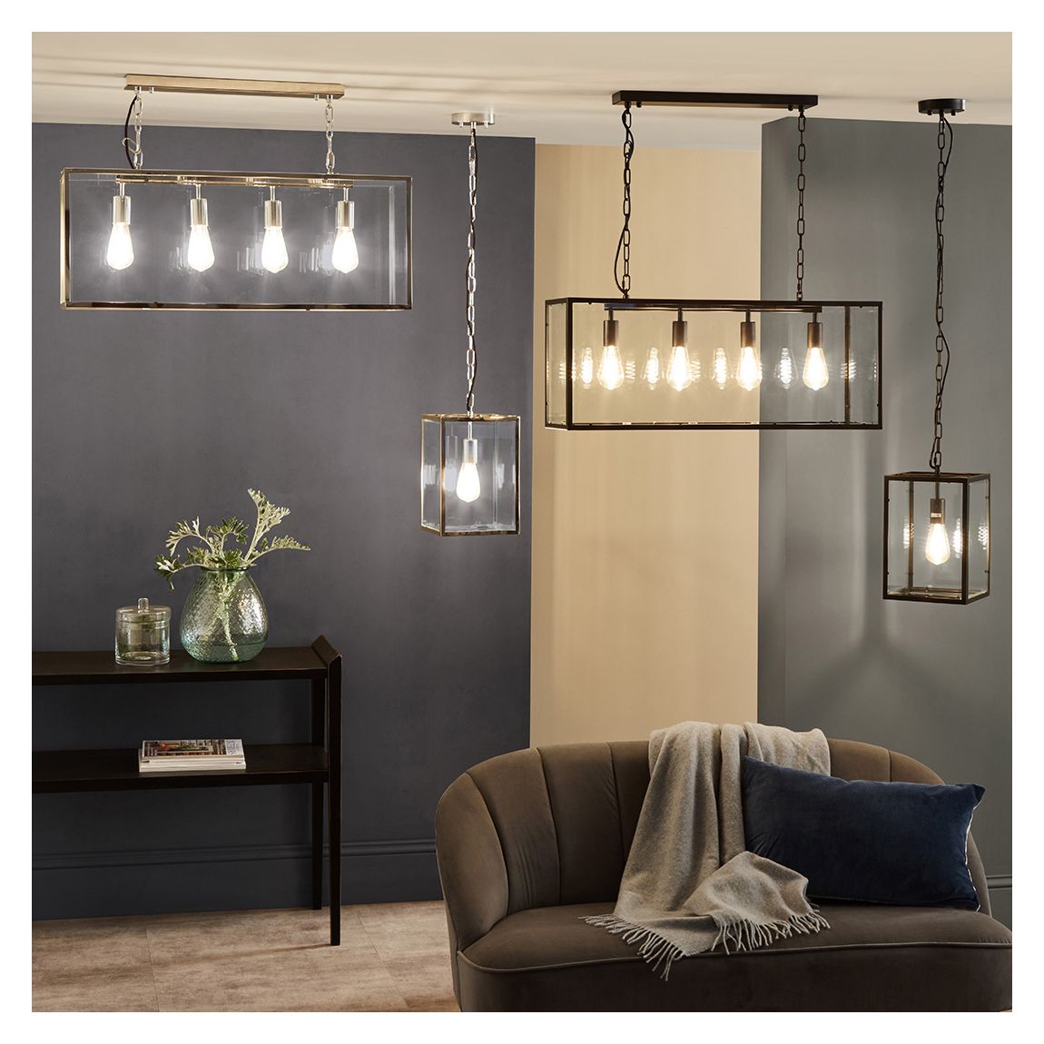 Llewellyn Silver Metal and Glass Four Bulb Pendant main product photo
