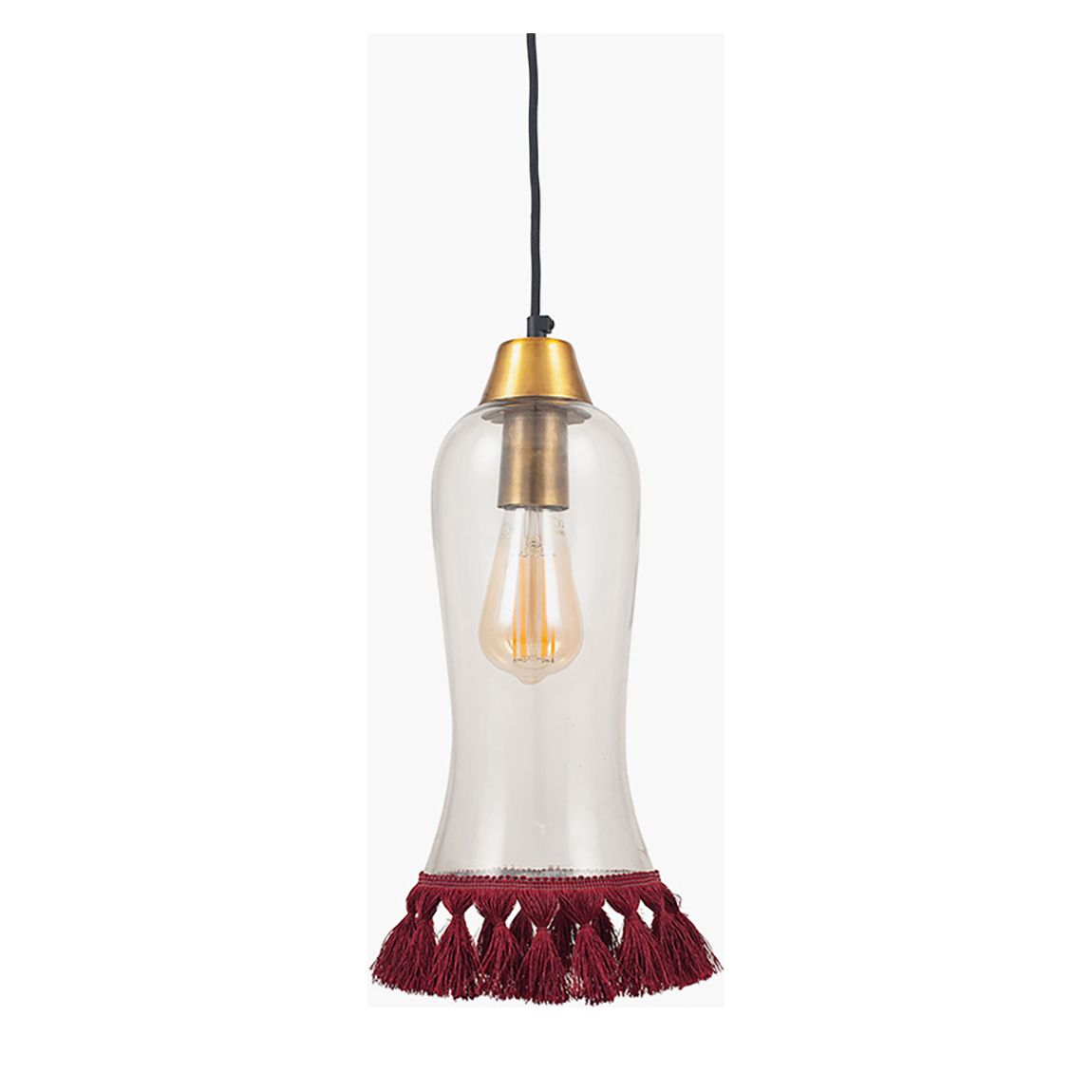 Dita Clear Organic Glass and Red Tassel Pendant main product photo