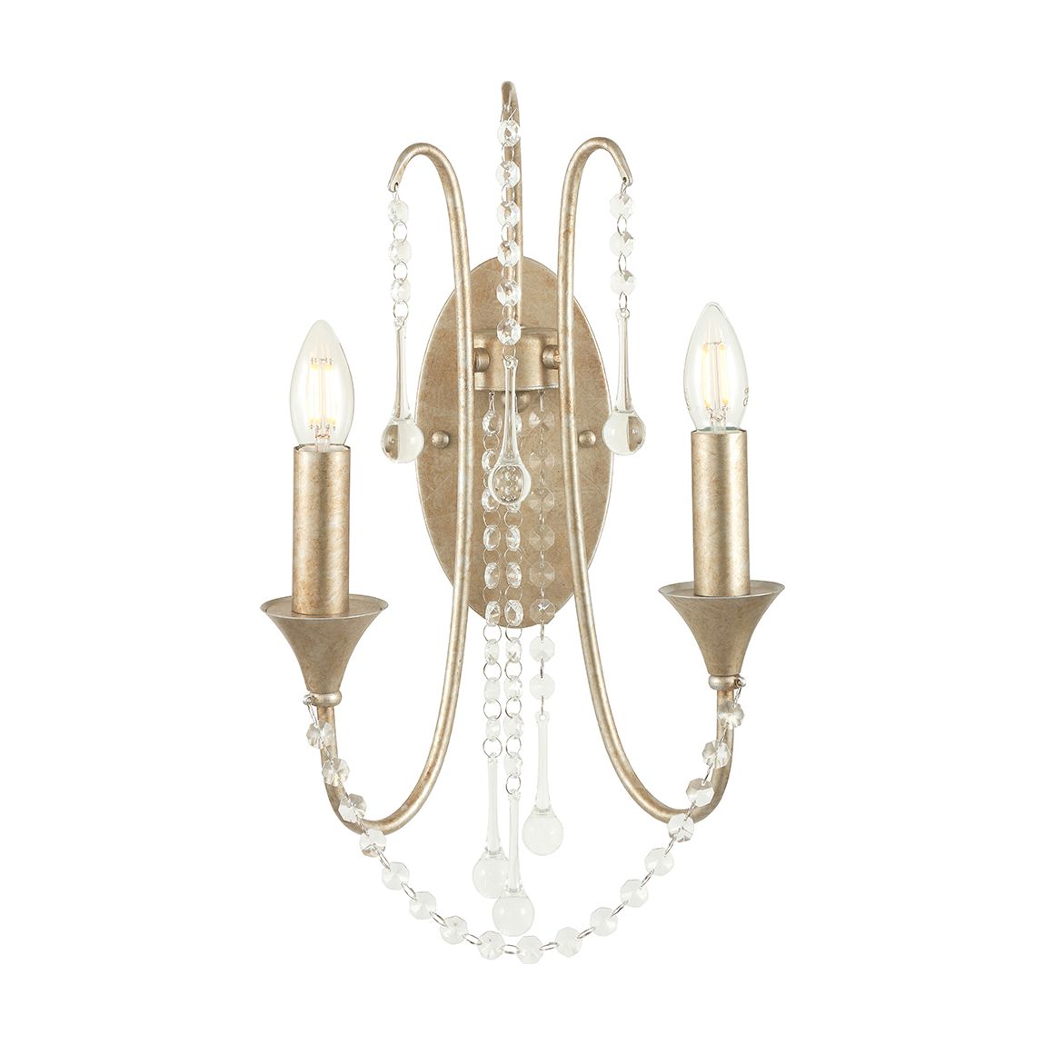 Belle Antique Silver Leaf Metal and Beaded Wall Light main product photo