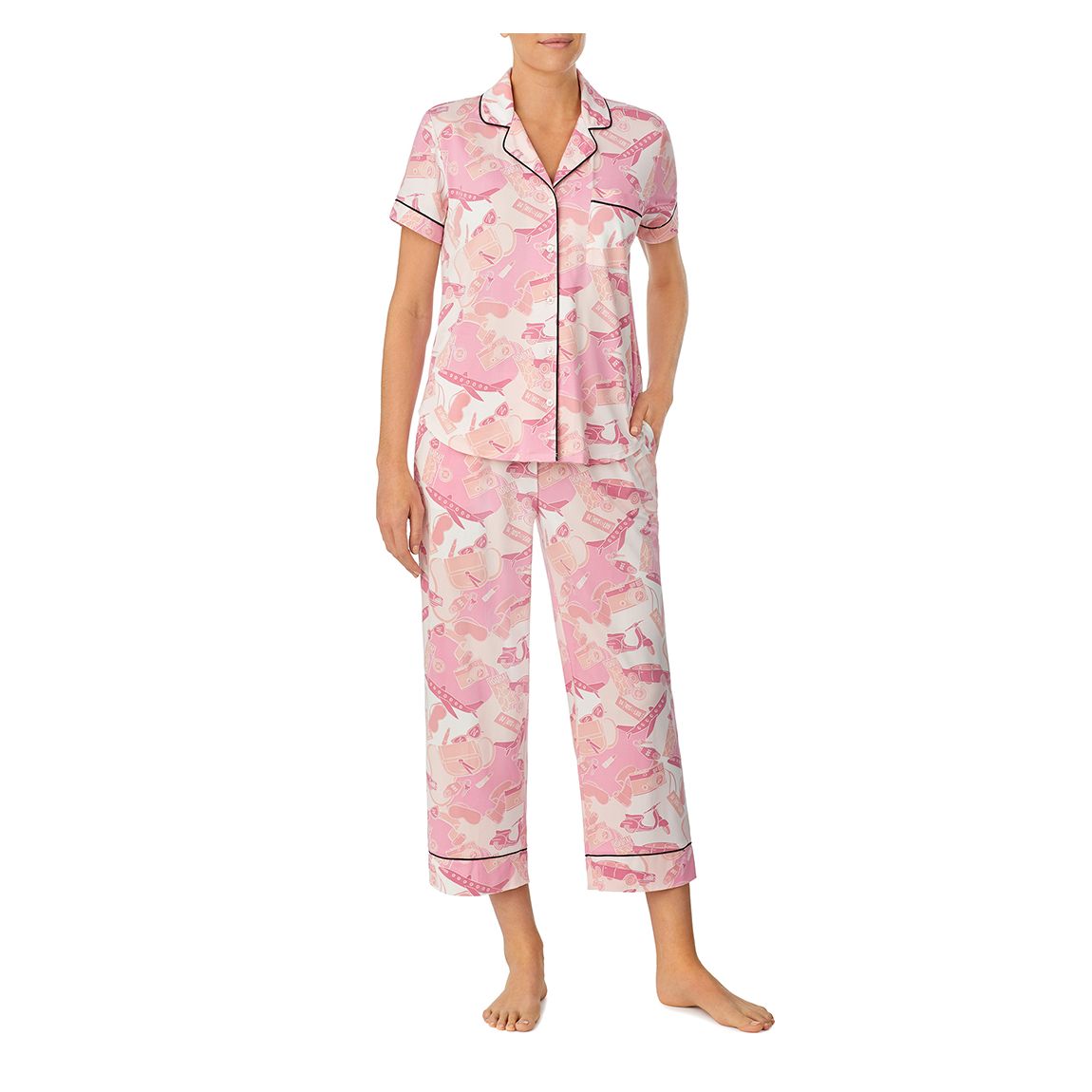 Pink Print Cropped Pyjama Set main product photo