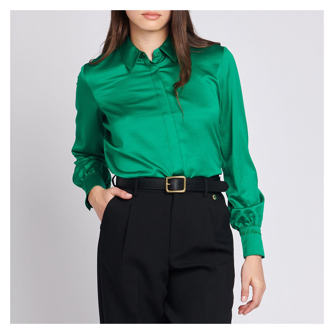 Green Satin Shirt main product photo
