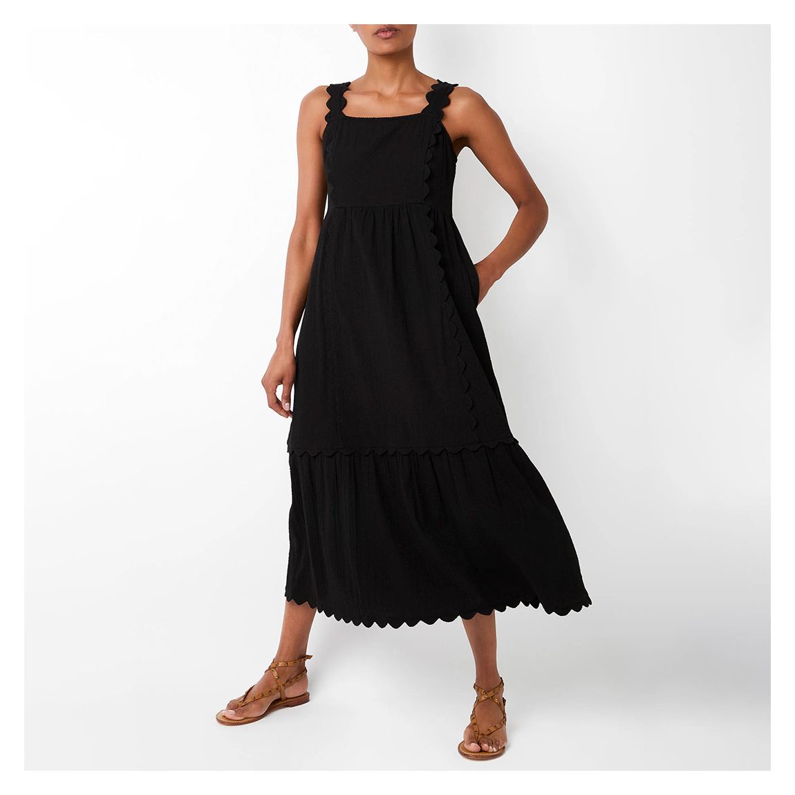 Black Beatrice Scallop Cotton Sundress main product photo
