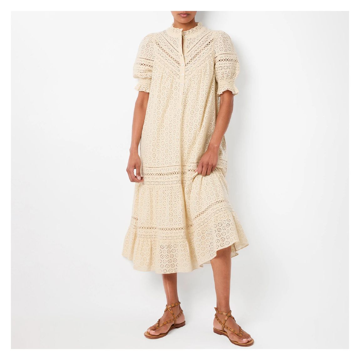 Cream Darcie Cotton Broderie Dress main product photo