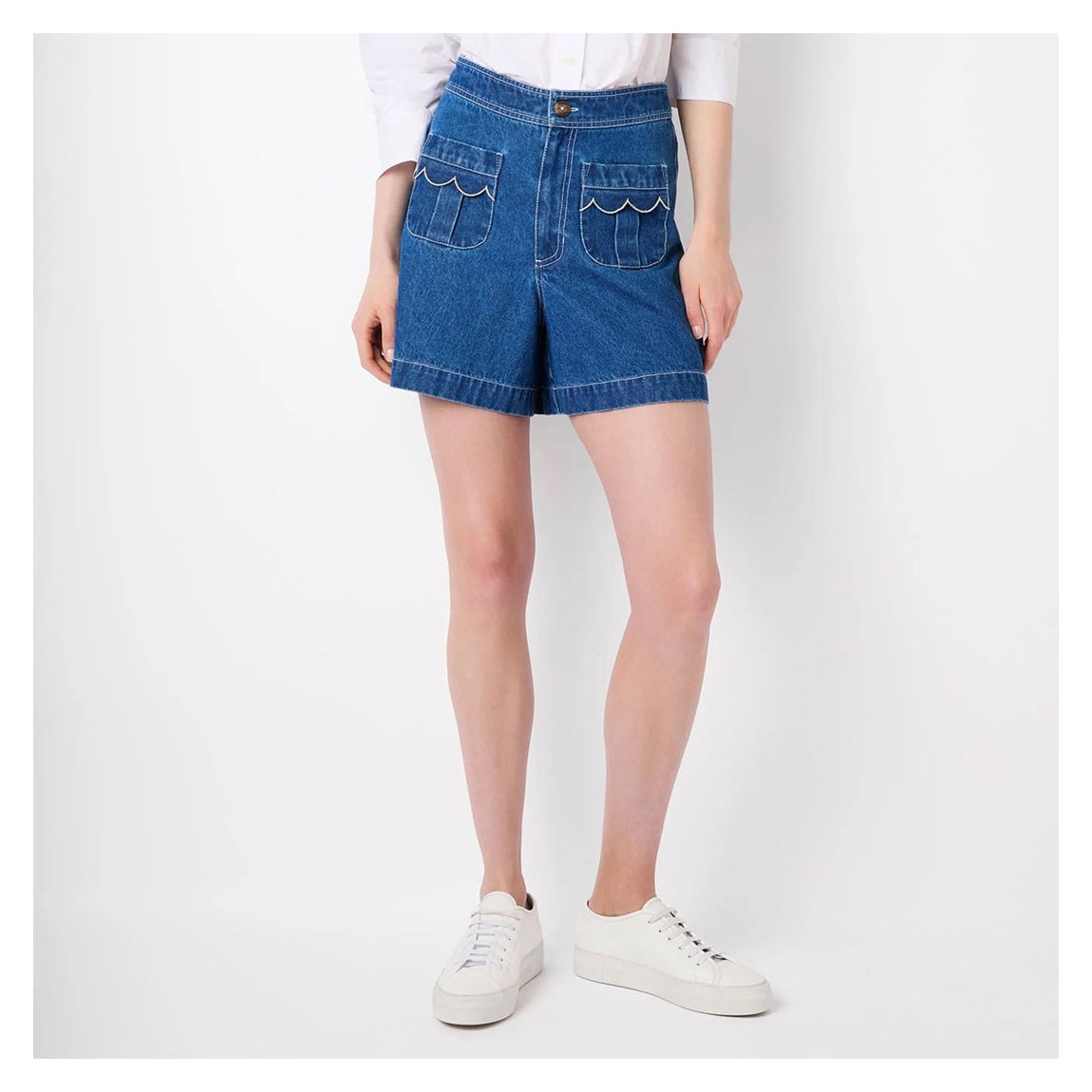Suzanna Scallop Pocket Denim Shorts main product photo