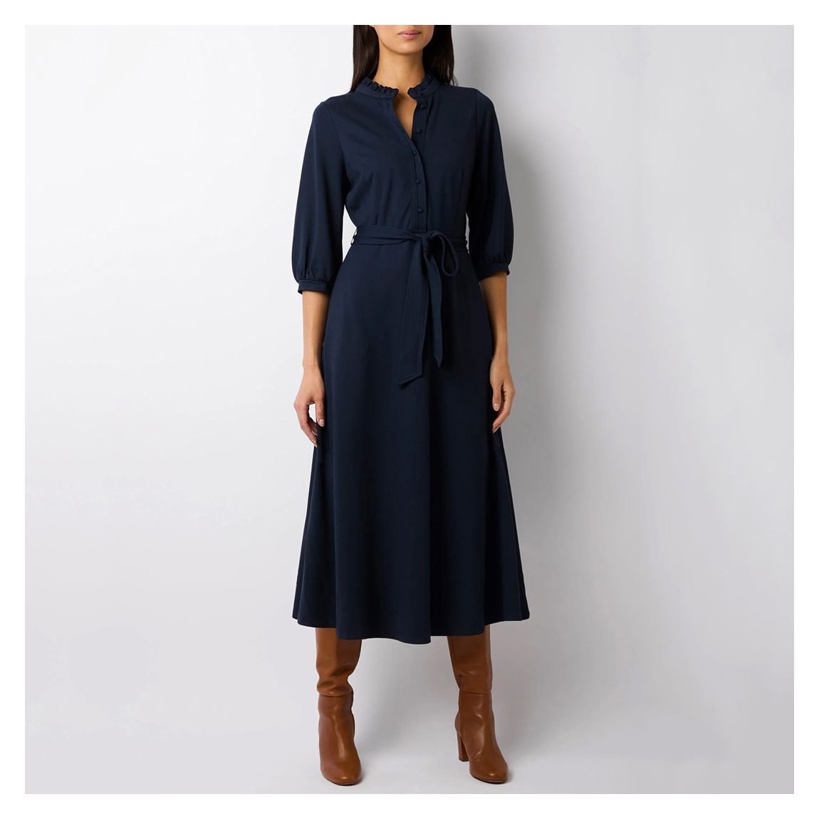 Navy Priscilla Midi Ponte Dress main product photo