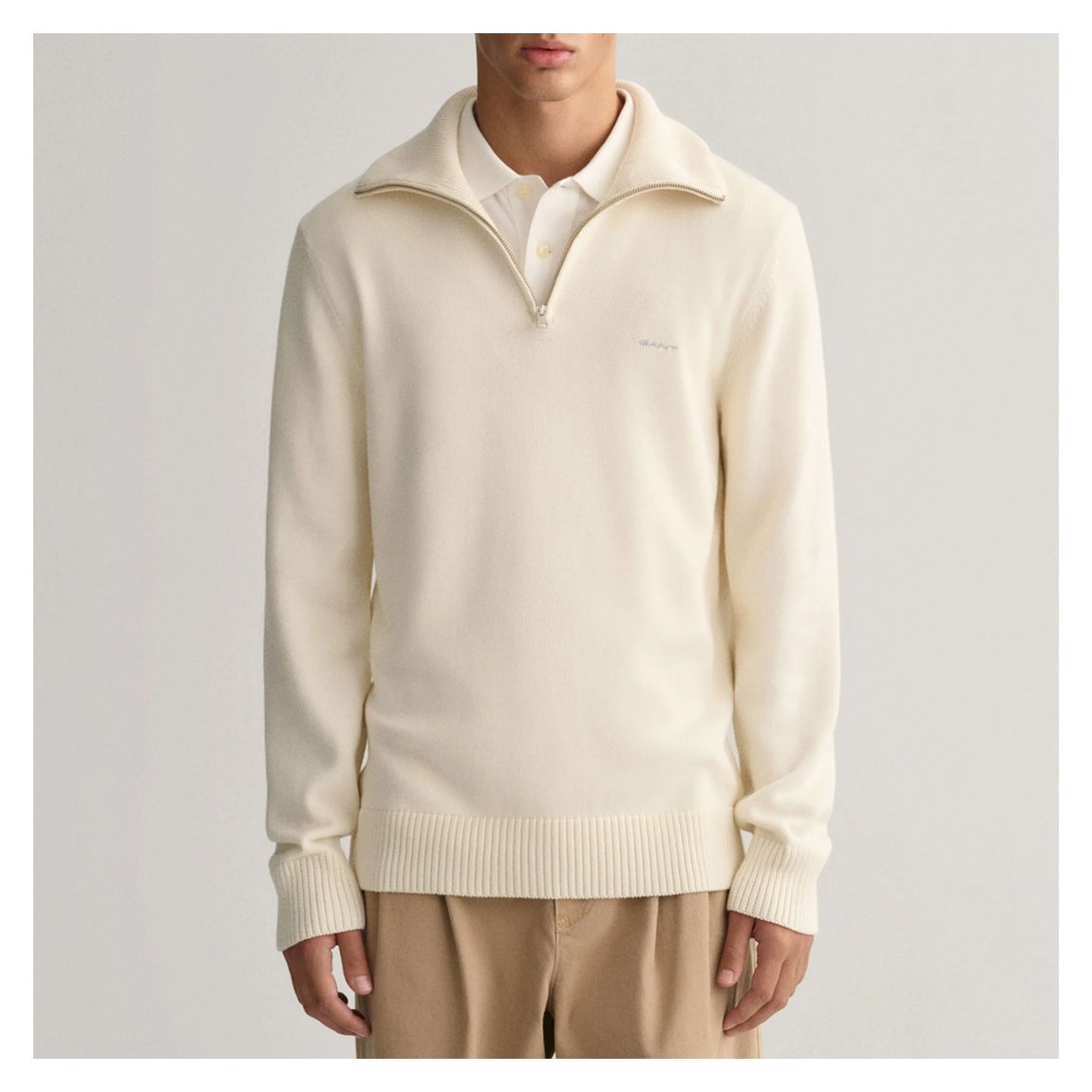 Cream Supima Half Zip Jumper main product photo