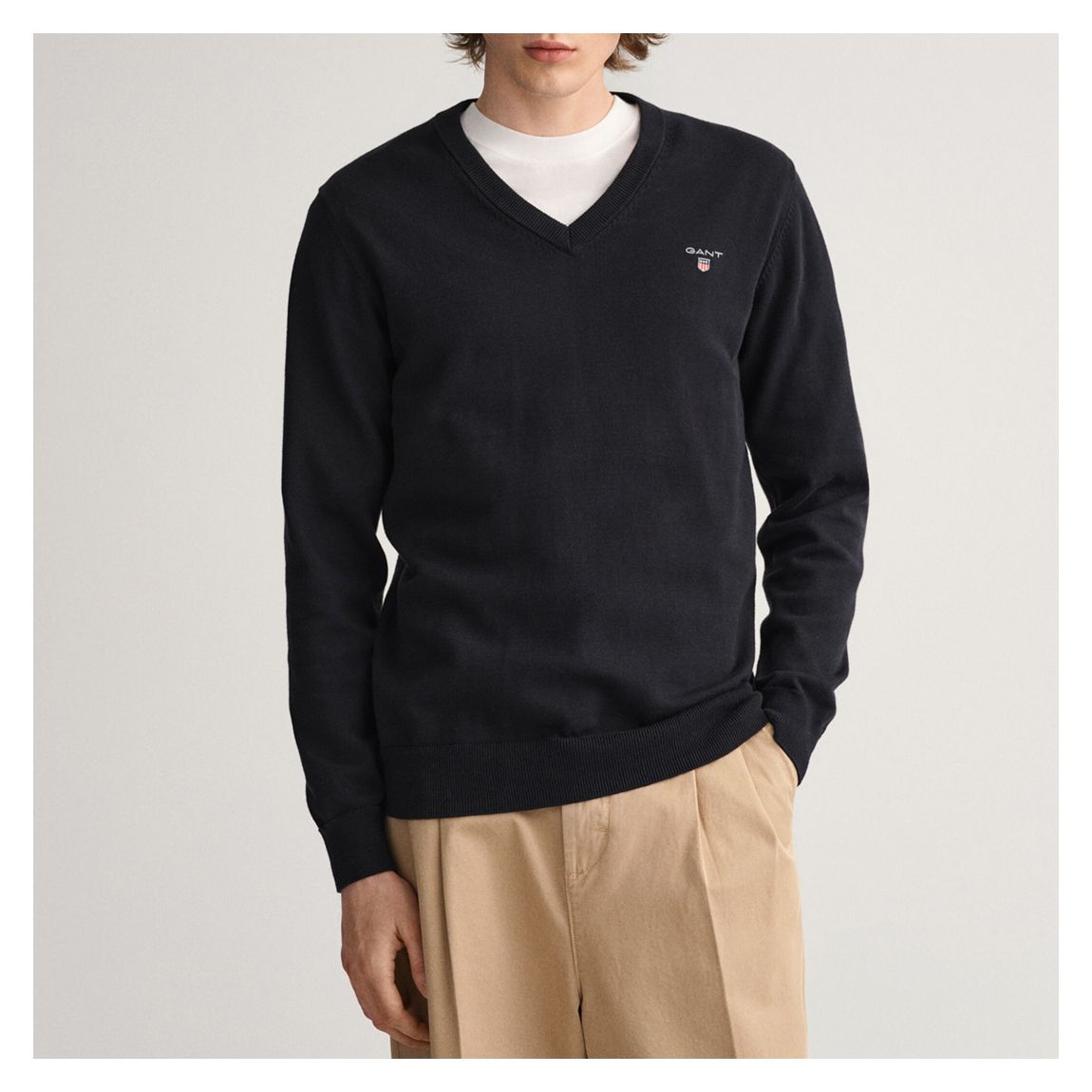 Black Classic Cotton V-Neck Jumper main product photo