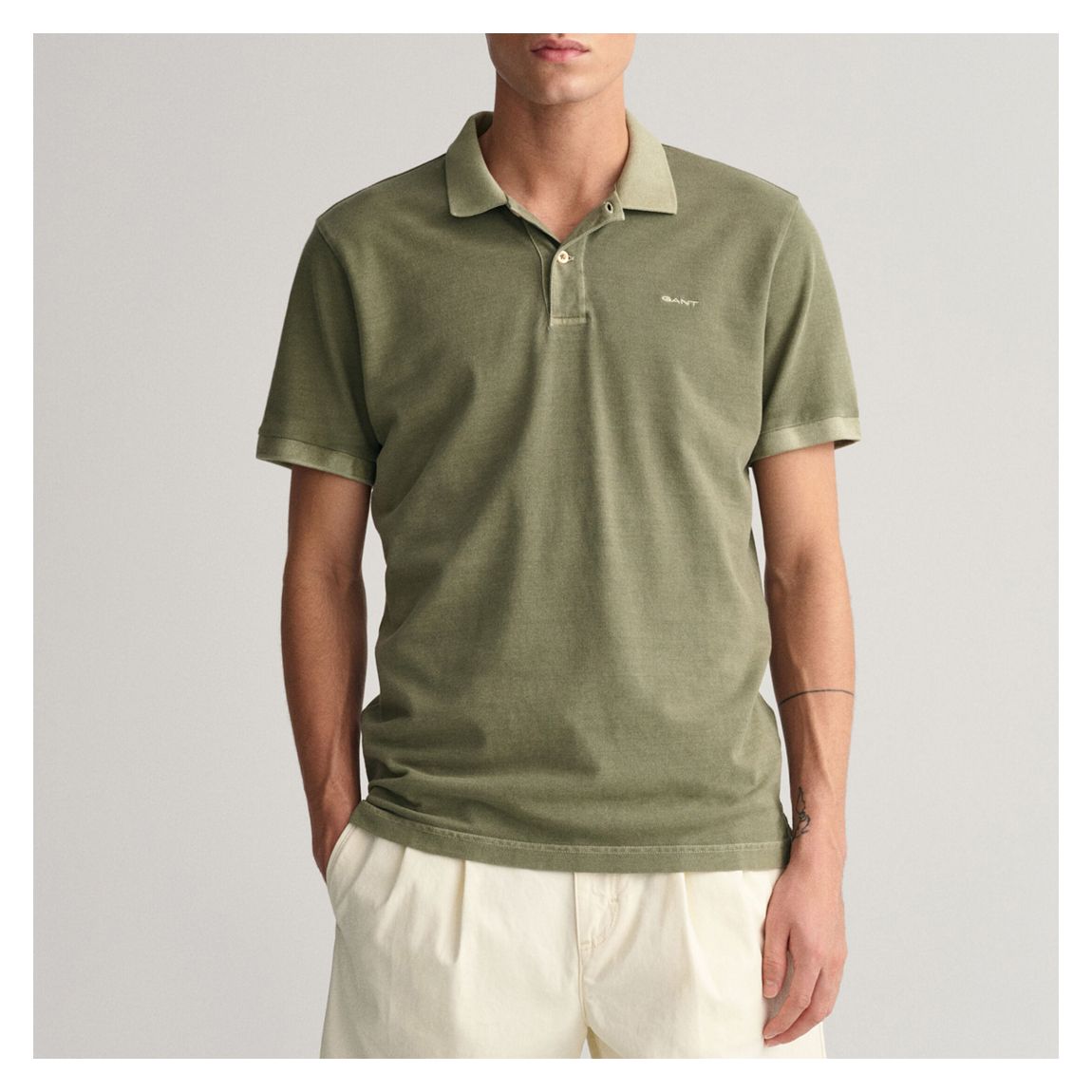 Khaki Sunfaded Pique Polo Shirt main product photo