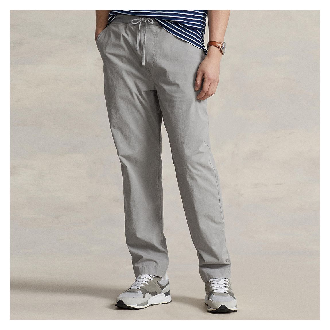 Grey Poplin Straight Leg Trousers main product photo