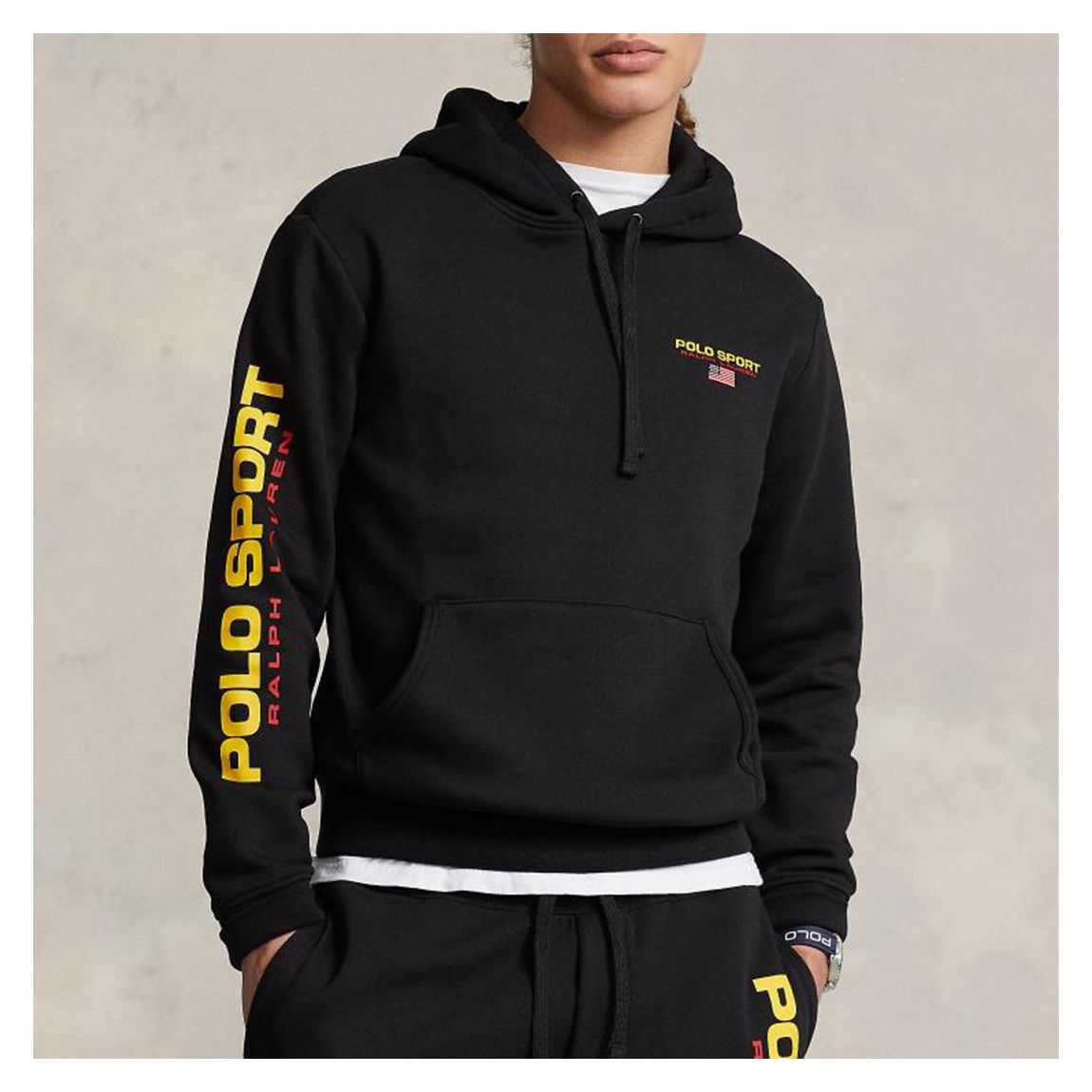 Black Cotton Sports Hoodie main product photo